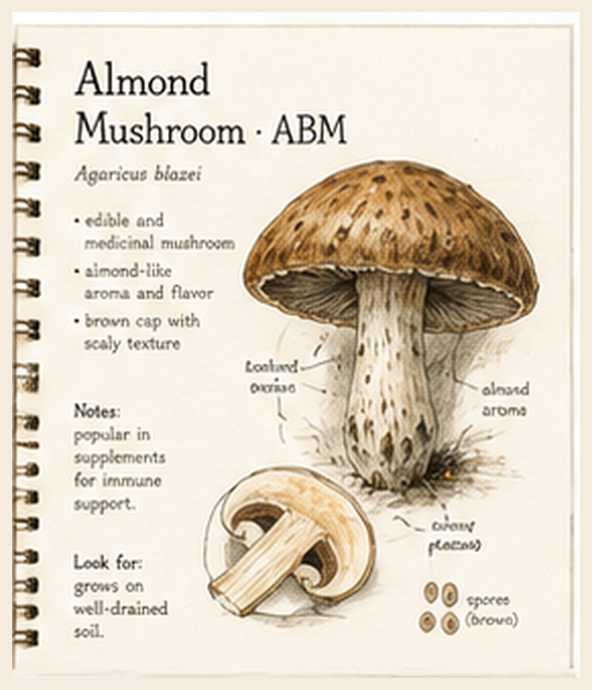 Almond Mushroom · ABM journal sketch plate