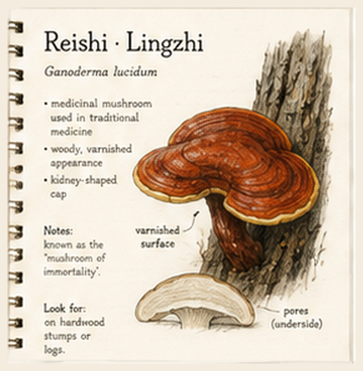 Reishi · Lingzhi journal sketch plate