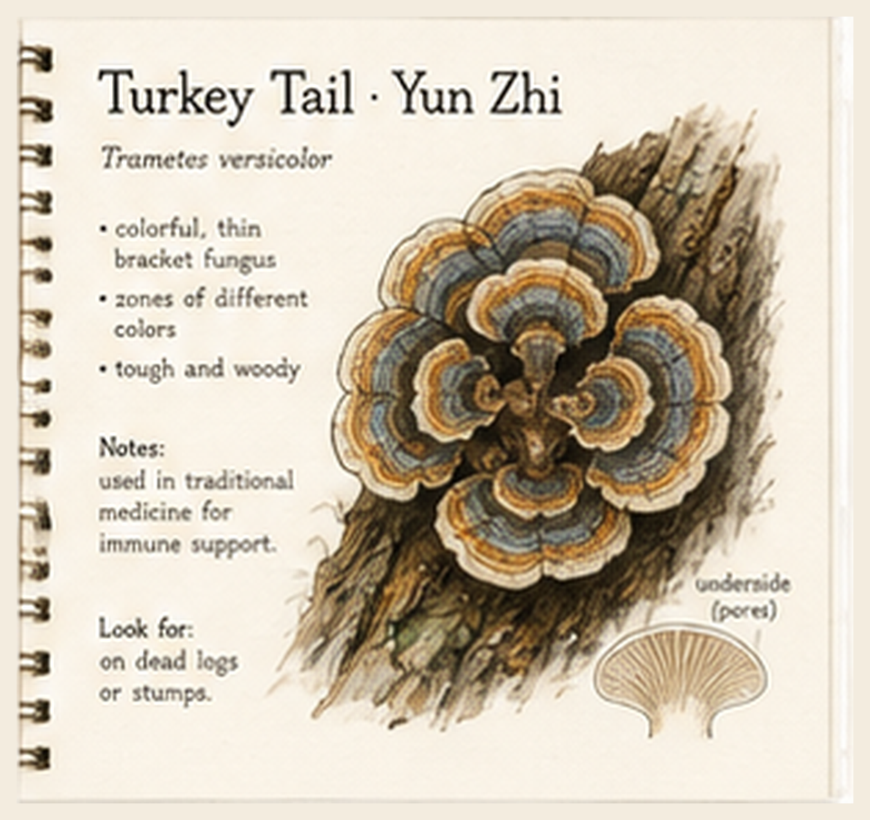 Turkey Tail · Yun Zhi journal sketch plate