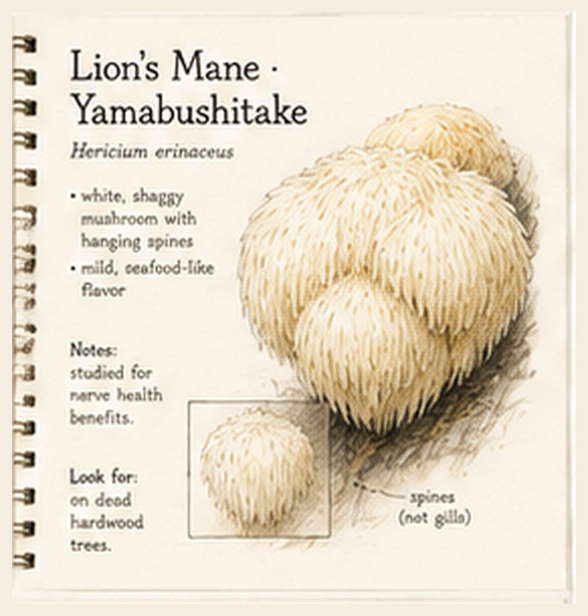 Lion's Mane · Yamabushitake journal sketch plate
