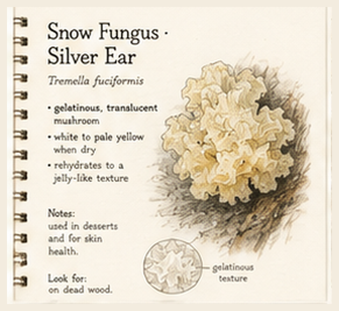 Snow Fungus · Silver Ear journal sketch plate