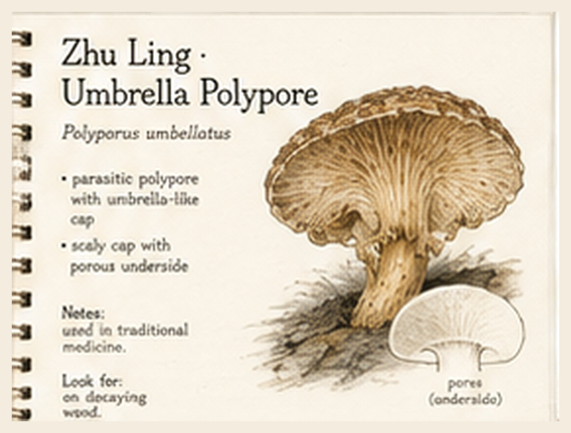 Zhu Ling · Umbrella Polypore journal sketch plate